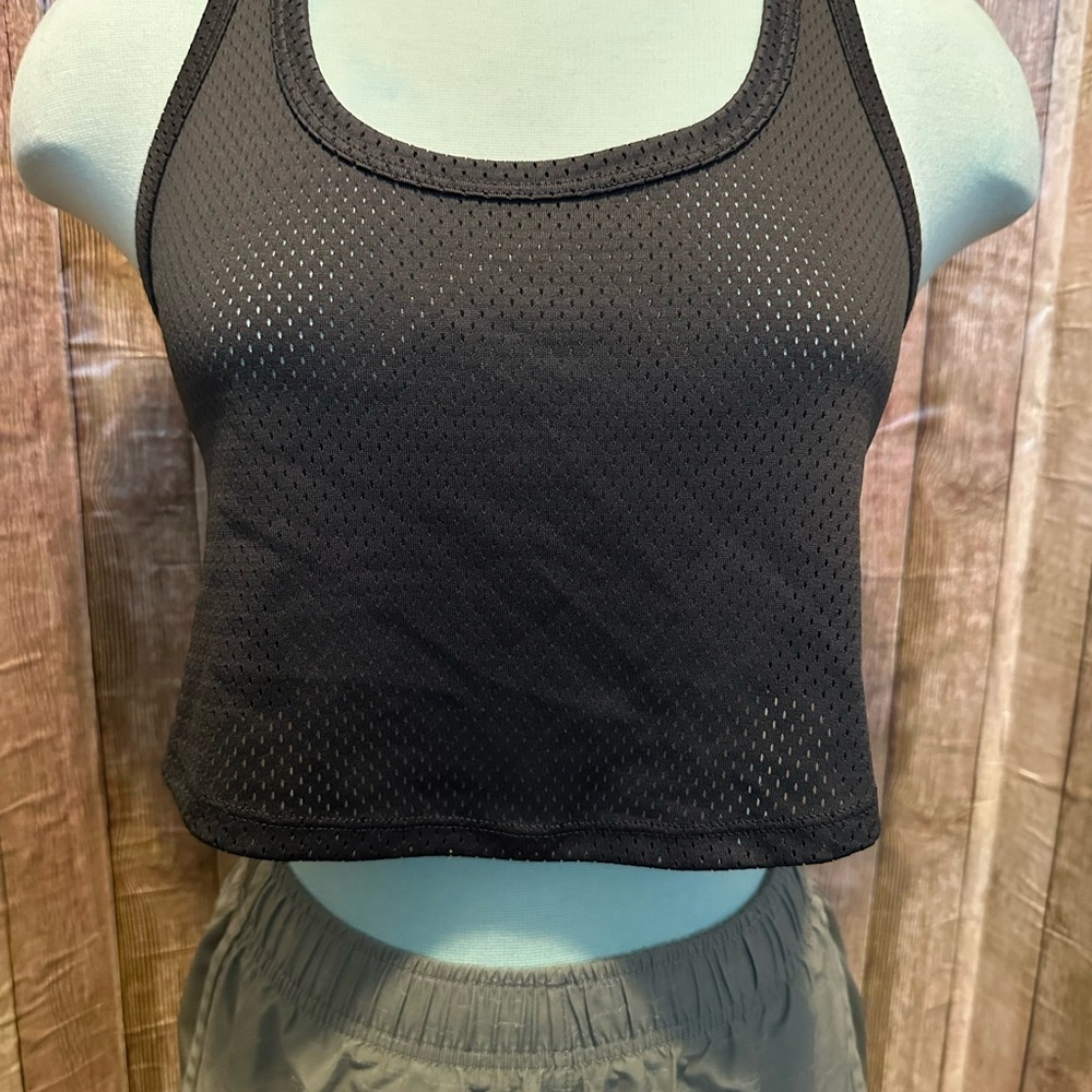 Grey Mesh Crop Top